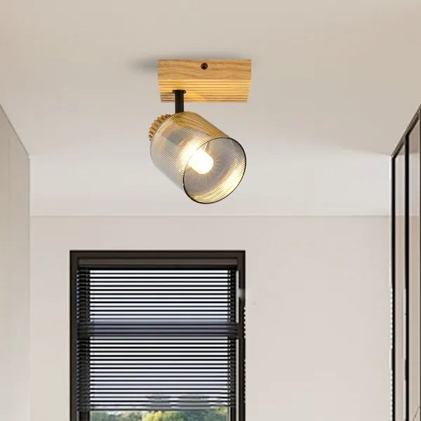 Brilagi - Faretto da parete HYGGE 1xE14/15W/230V legno/fumé