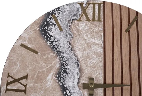 Orologio da Muro 60 cm in Legno cannettato e Marmo design