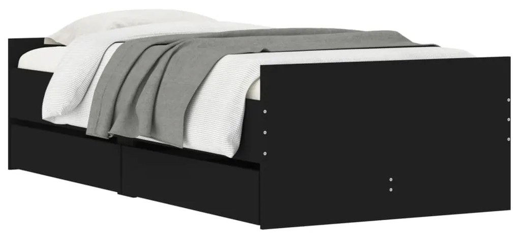 Giroletto nero con cassetti 75x190 cm small single