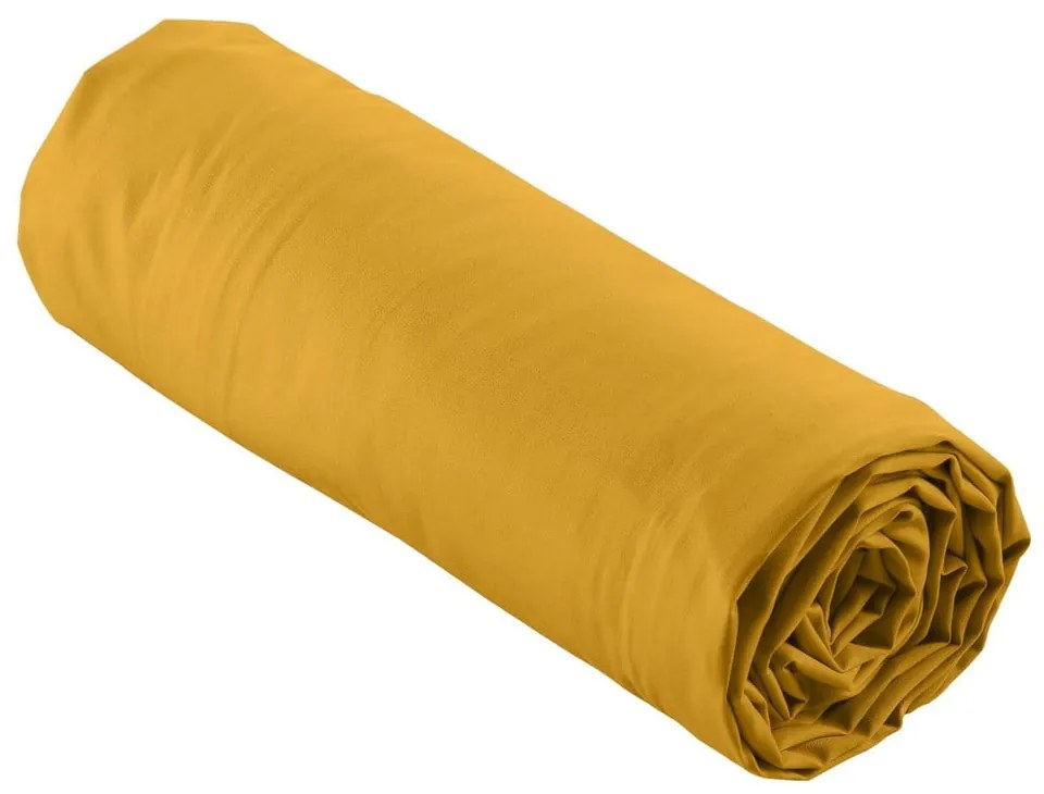 Lenzuolo giallo in percalle di cotone elasticizzato 180x200 cm Percaline - douceur d'intérieur