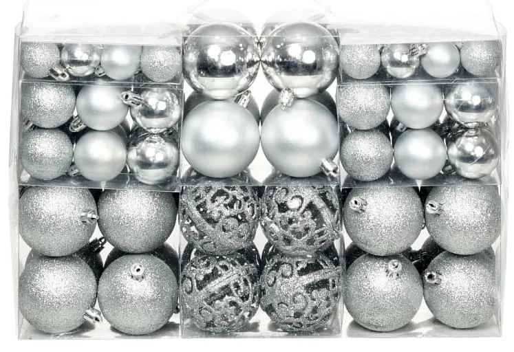 Set Palline di Natale 100 pz 3/4/6 cm, Argento