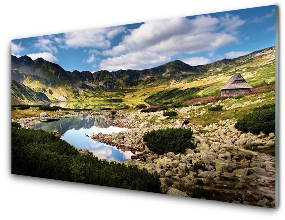 Quadro in vetro Paesaggio del lago di montagna 125x50 cm