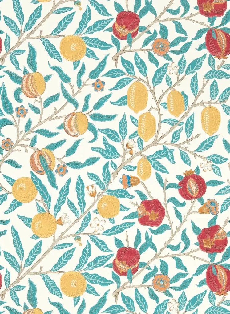 Morris & Co Tapete Fruit - Green Indigo/ Madder