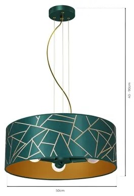 Lampadario su corda ZIGGY 3xE27/60W/230V verde/oro