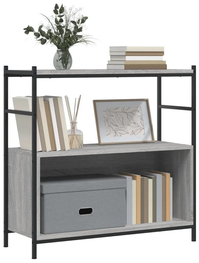 Libreria grigio sonoma 80x30x78,5 cm legno multistrato e ferro