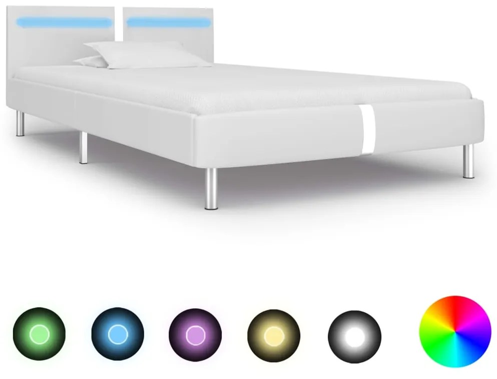 Giroletto Con Led Senza Materasso Bianco İn Similpelle 90x200cm /