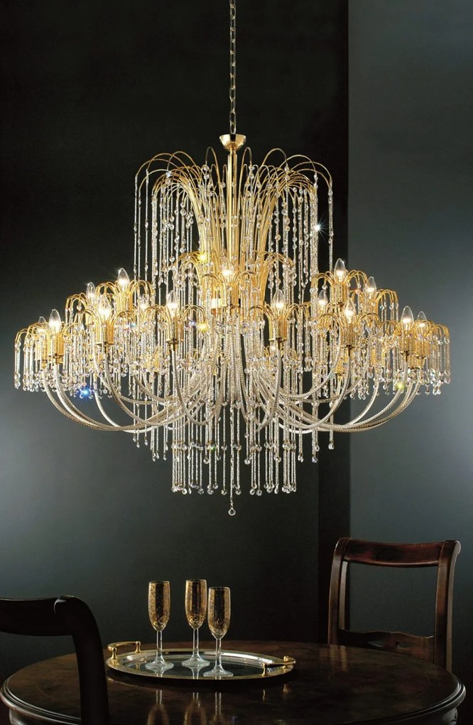 Lampadario 24 luci  oro e cristallo  405/16+8 - Royal Crystal - Arredo Luce Cromo