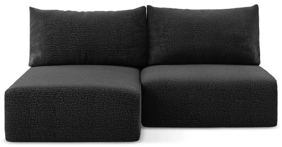 Divano angolare nero allungabile/con contenitore (con penisola a sinistra) Kalena – Makamii