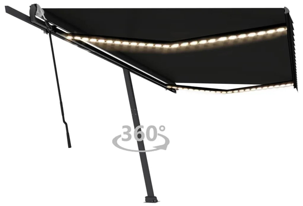 Tenda Da Sole Retrattile Manuale Con Led 500x300 Cm Antracite /