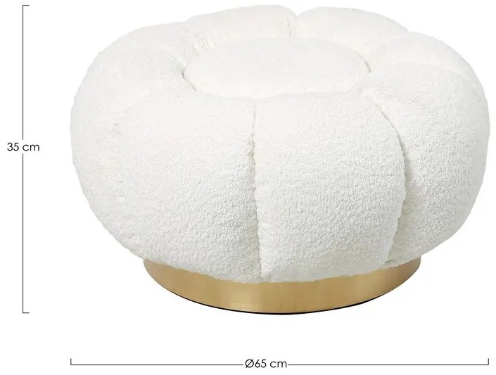 Pouf FLOREL in tessuto effetto bouclé bianco