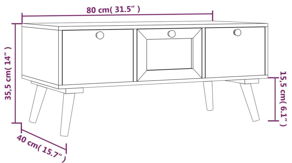 Tavolino da Salotto con Cassetti 80x40x35,5cm Legno Multistrato
