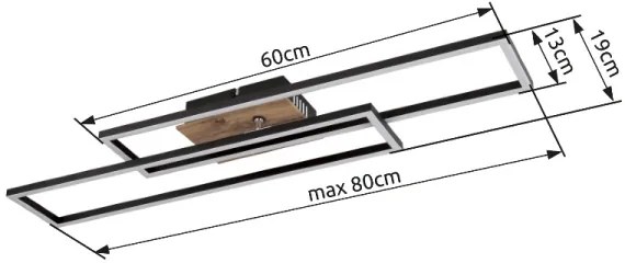 Globo 67208-30 - Plafoniera LED DAKARI LED/30W/230V 3000K 60x80 cm nero