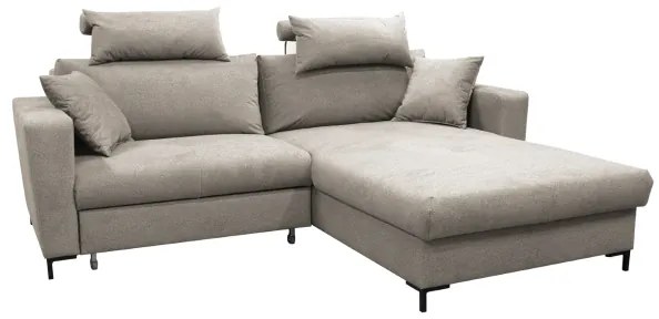 Divano letto angolare con contenitore a L HORTA, lato destro, grigio