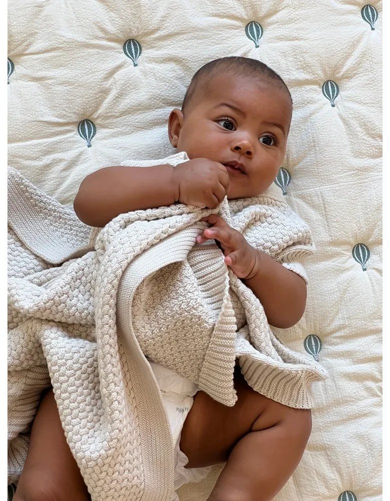 Coperta per bambini giallo chiaro/blu in cotone organico trapuntata 90x120 cm Balloon – Cam Cam Copenhagen