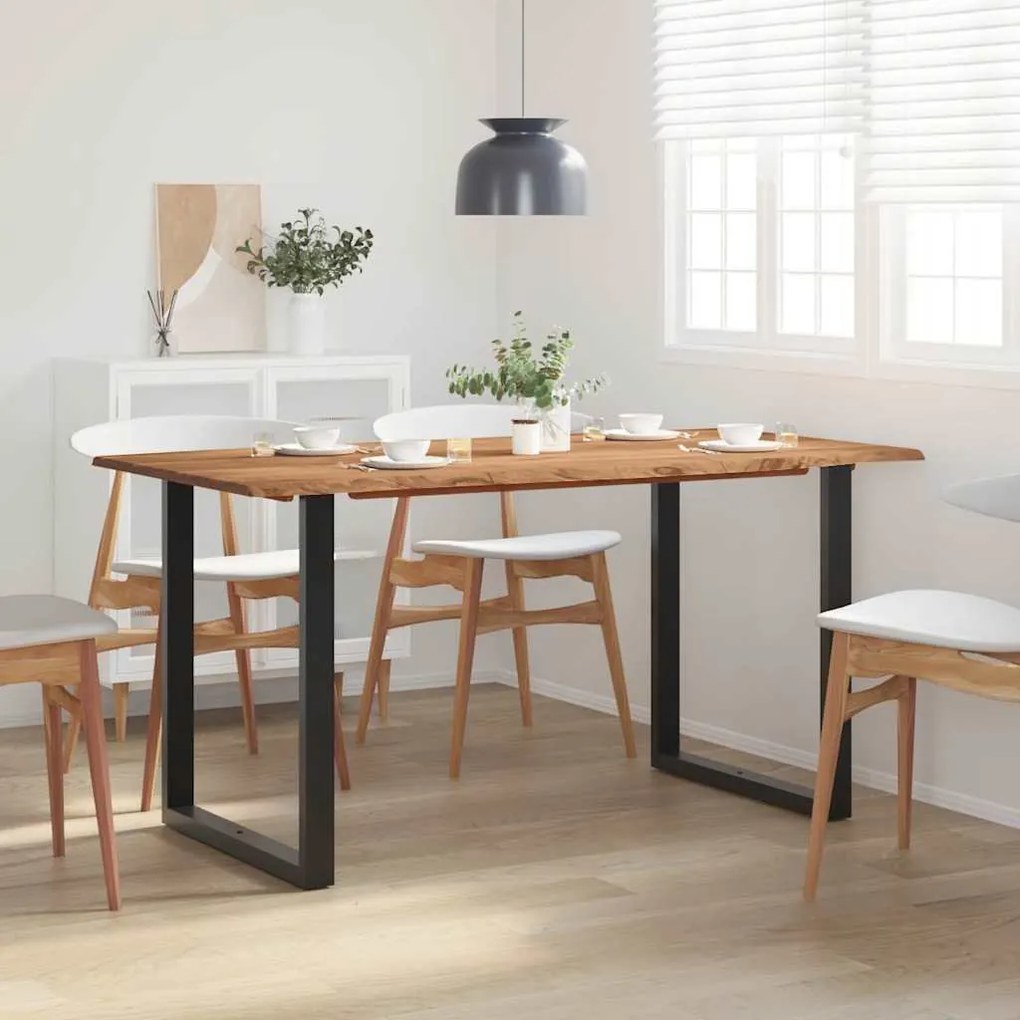 Tavolo Da Pranzo 154x80x76 Cm İn Legno Massello Di Acacia /