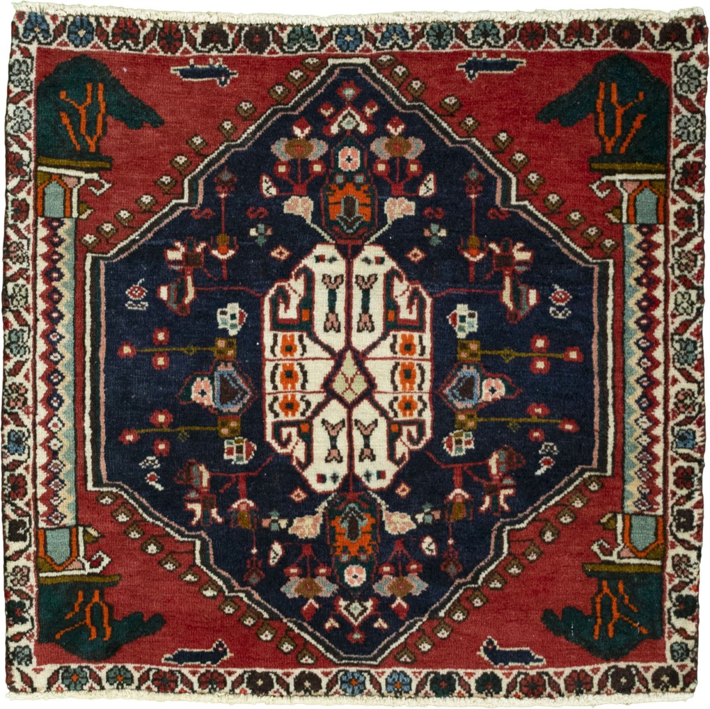 Shiraz Tappeto 70x60 Rosso (Iran) Annodato A Mano