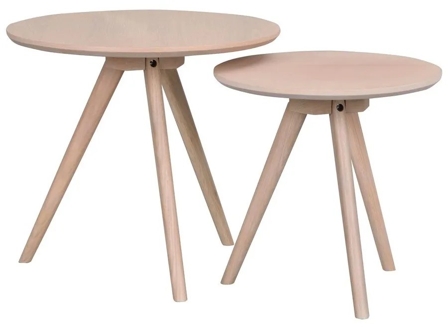 Tavolini rotondi in rovere in set di 2 pezzi ø 50 cm Yumi - Rowico