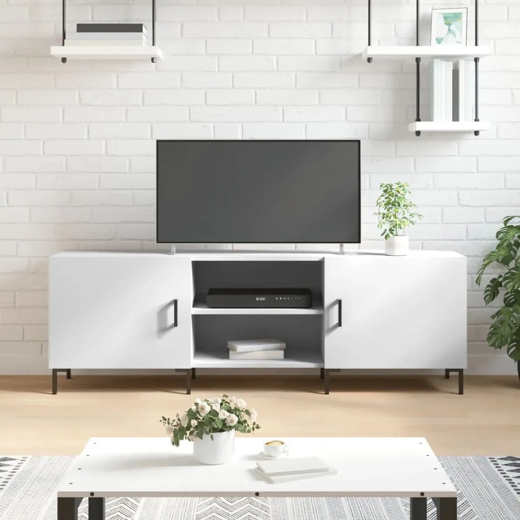 Mobile Porta Tv Bianco 150x30x50 Cm İn Legno Multistrato /