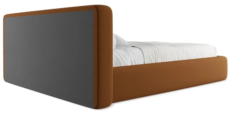 Letto matrimoniale imbottito in terracotta con vano contenitore con griglia da 160x200 cm Kiana - Makamii