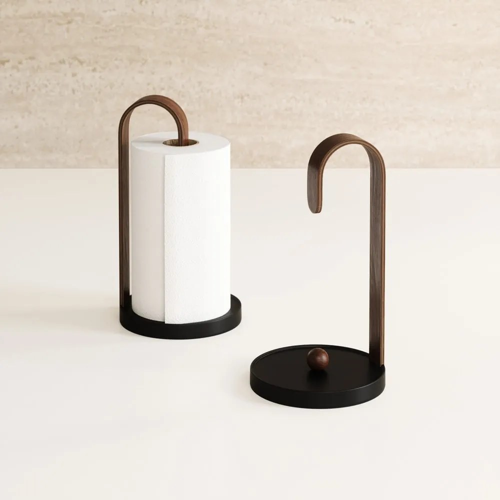 Portarotolo da cucina verticale in legno nero ø 17 cm Bellwood – Umbra