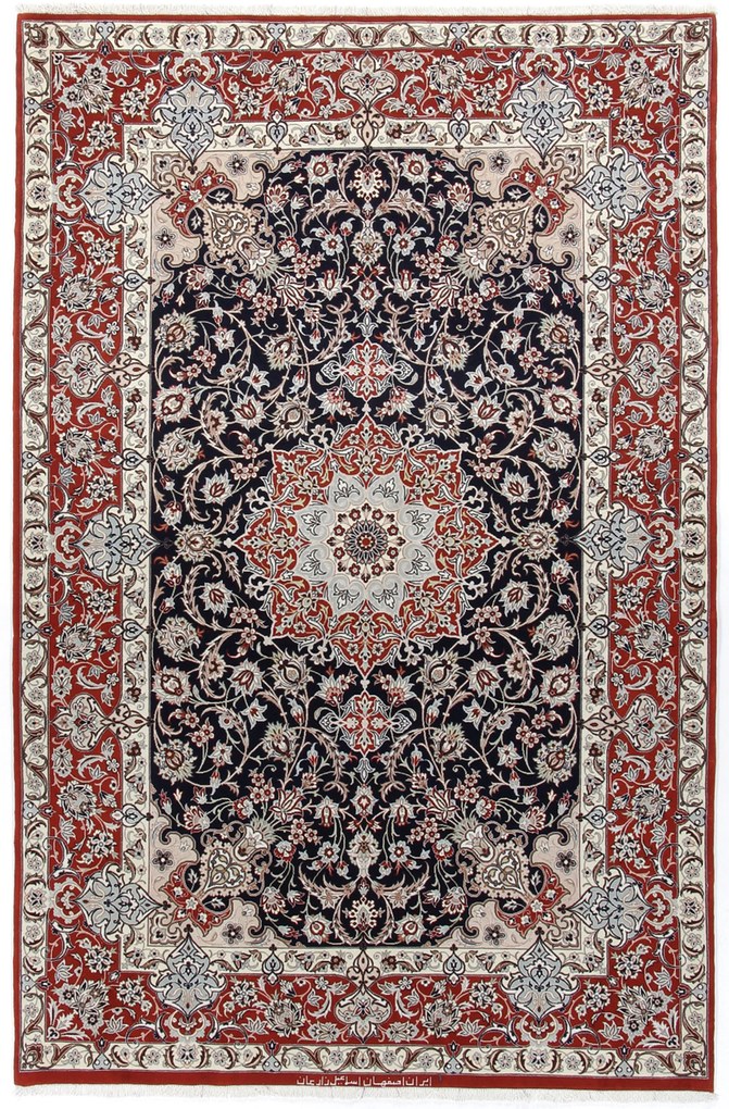 Isfahan Tappeto 130 x 200 (Iran) Annodato A Mano