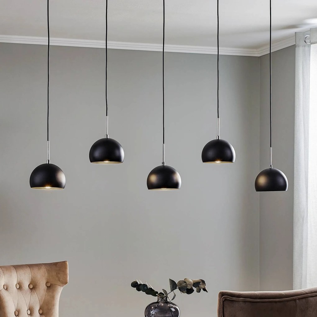 Luminex Lampada a sospensione Cool, 5 luci lunga, nera
