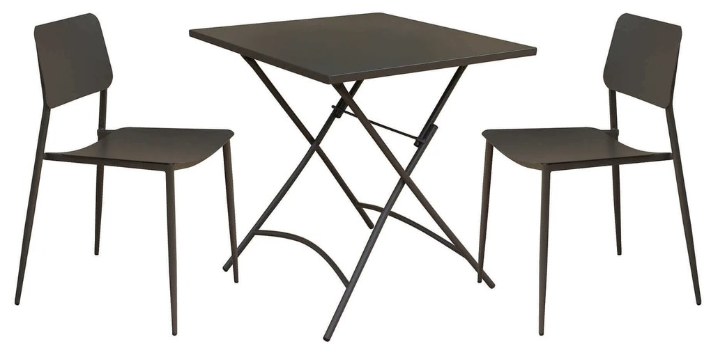 ROMANUS - set tavolo in metallo cm 70 x 70 x 72 h con 2 sedie Viper