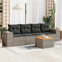 Set Divano da Giardino 5 pz con Cuscini Grigio in Polyrattancod mxl 90081