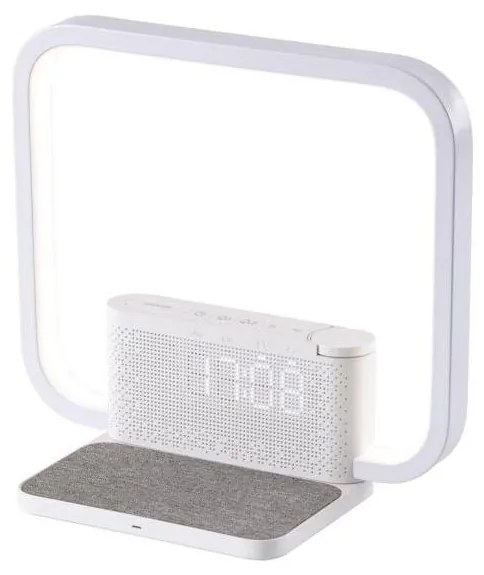 Immax 08994L - Lampada da tavolo LED dimmerabile con sveglia e di ricarica 18W/230V bianco