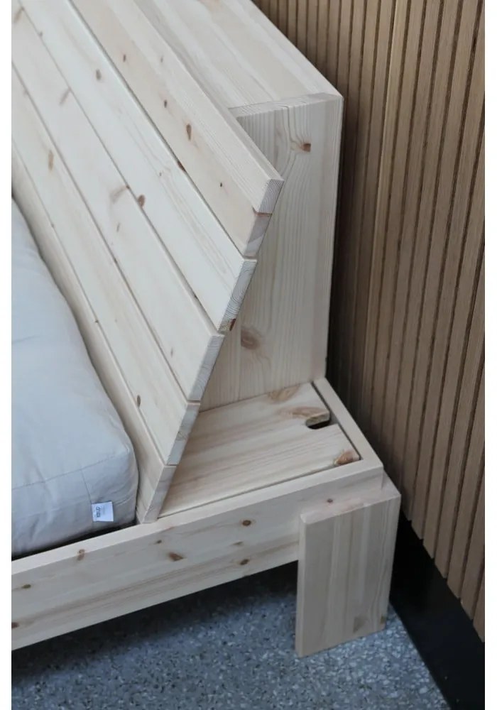 Letto matrimoniale di colore naturale in pino massiccio con rete inclusa 180x200 cm Layers – Karup Design