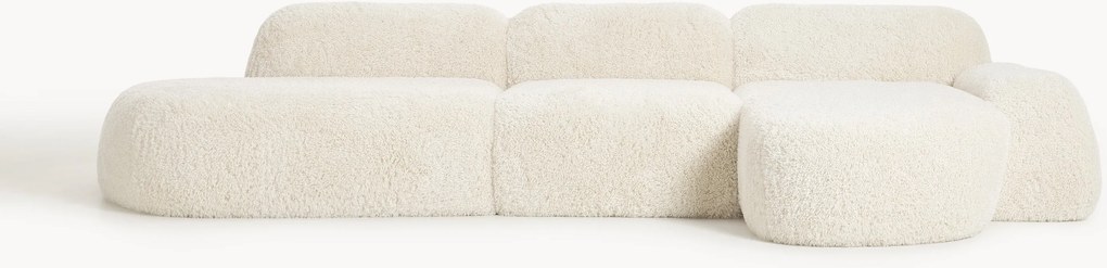 Divano angolare componibile 4 posti con chaise longue in teddy Wolke