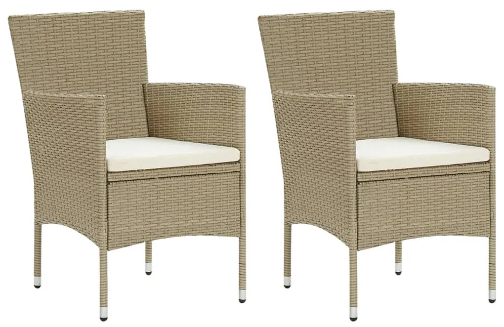 Sedie da pranzo per giardino 2 pz in polyrattan beige