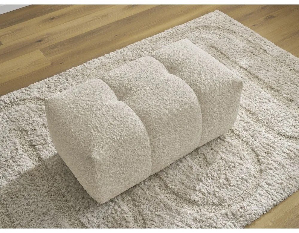 Poggiapiedi beige con rivestimento in bouclé Roxelane – Bobochic Paris
