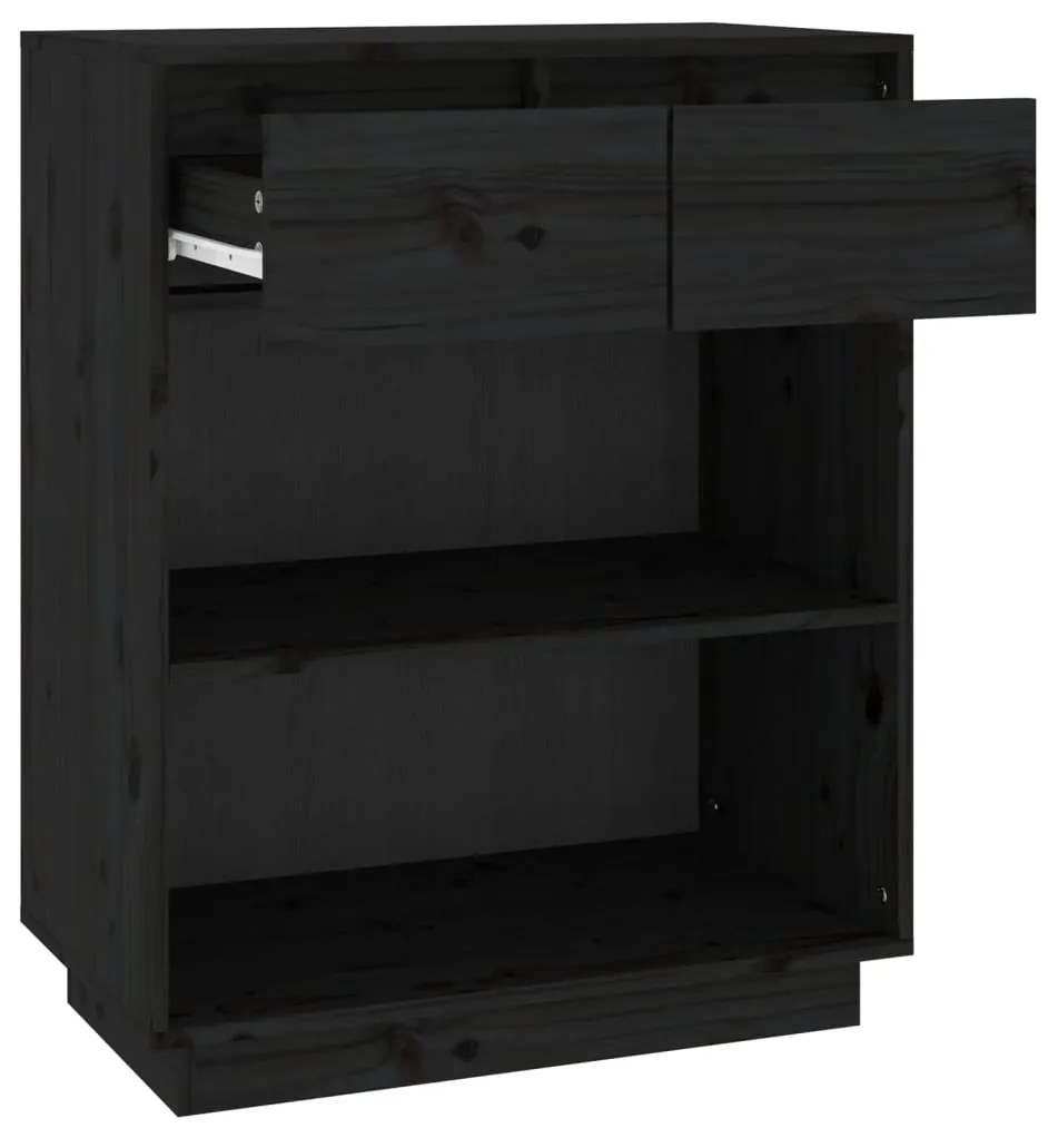 Mobile Consolle Nero 60x34x75 cm in Legno Massello di Pino