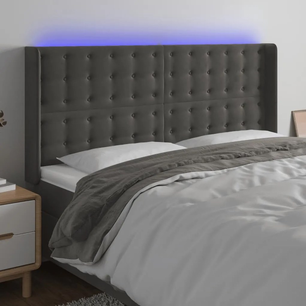 Testiera A Led Grigio Scuro 183x16x118/128cm İntessuto /