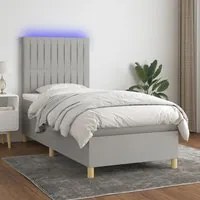 Letto a Molle Materasso e LED Grigio Chiaro 90x190 cm Tessuto 3135557