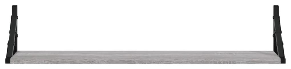 Mensole parete 2pz grigio sonoma 80x15x15,5cm legno multistrato