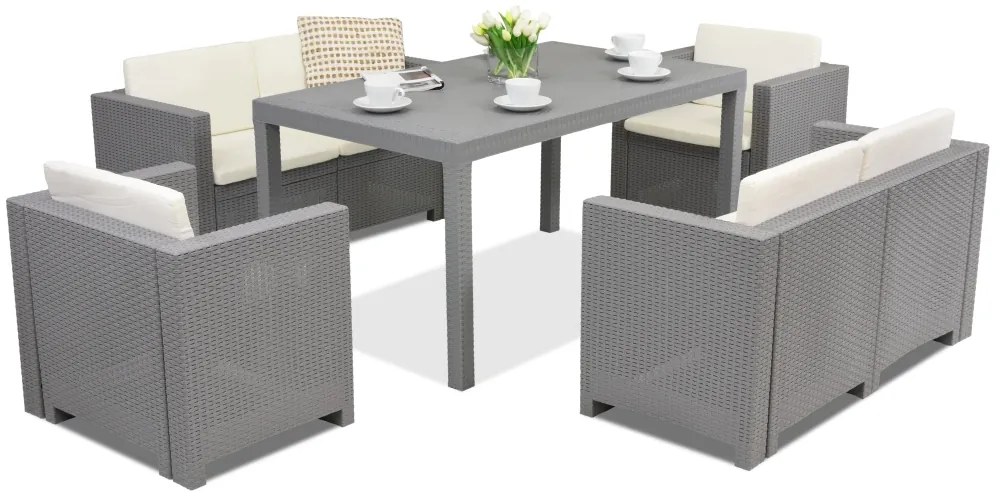 Set in technorattan Colorado Apetito 6 grigio Bica