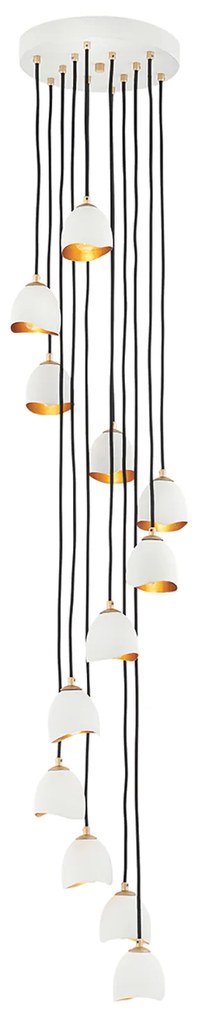 Lampadario Industrial Nordico Nula Acciaio 12 Luci E14