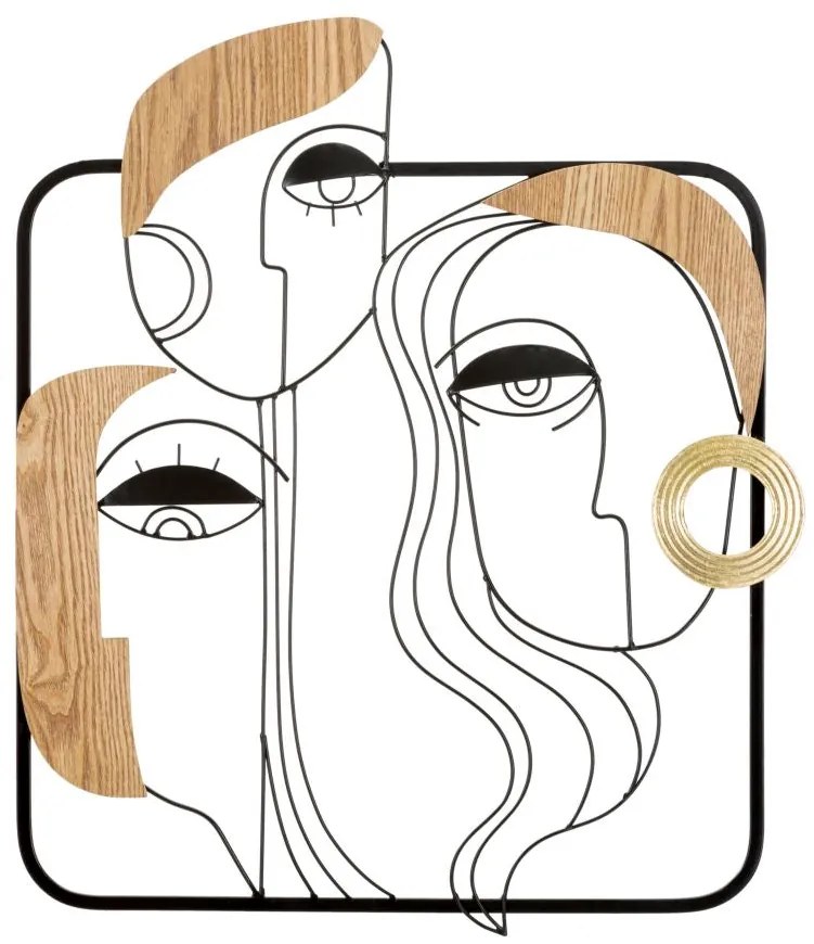 Pannello Decorativo Picassy in Metallo e Legno cm 52x2x63