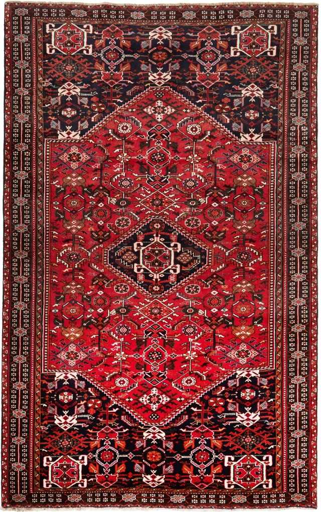 Shiraz Tappeto 160 x 260 Rosso (Iran) Annodato A Mano
