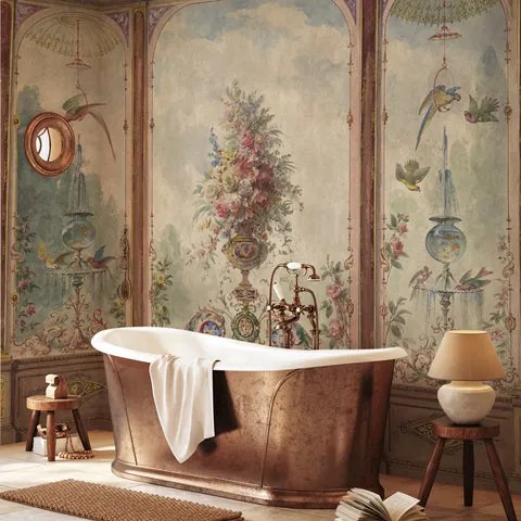 Carta da parati in Fibra di Vetro Boiserie Antica