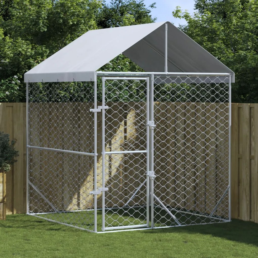 Cuccia Cani Da Esterno Tetto Argento 2x2x2,5 M Acciaio Zincato /