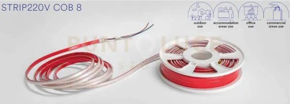 Strip220v-cob-8f strip led cob 220v 13w 1300lm 6500k ip54 cri>80 20...