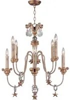 Lampadario Classico Mignon Acciaio Oro E Argento Cristallo Argento 8 Luci E14