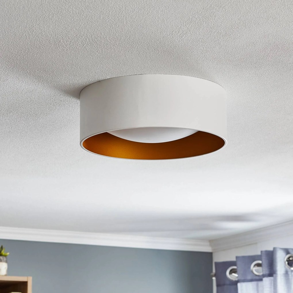 Plafoniera soffitto Moss Euluna, dimmerabile, Bianco / Opale, Soggiorno / Sala da pranzo, Metallo, Moderno, Plafoniera