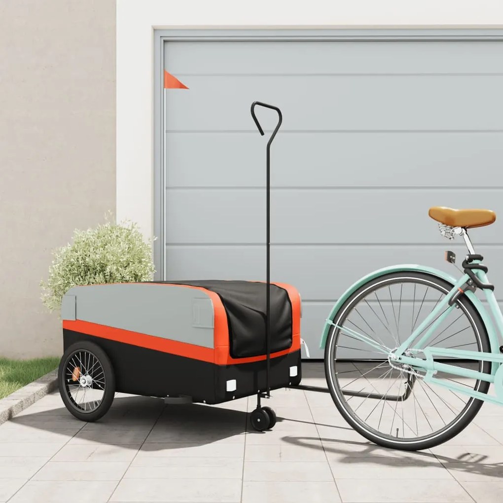 Rimorchio Da Bici Nero E Arancione 45 Kg İn Ferro /