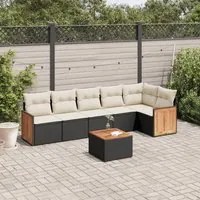 Set Divani da Giardino con Cuscini 7pz Nero Polyrattan 3260075