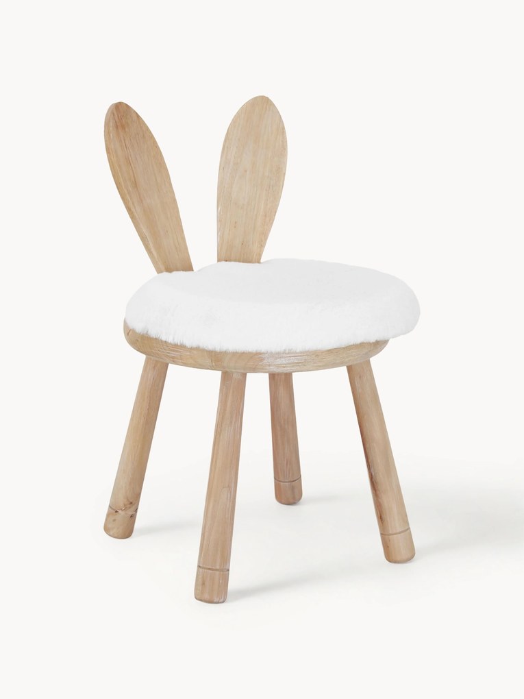 Sedia per bambini in legno di albero della gomma con cuscino Bunny