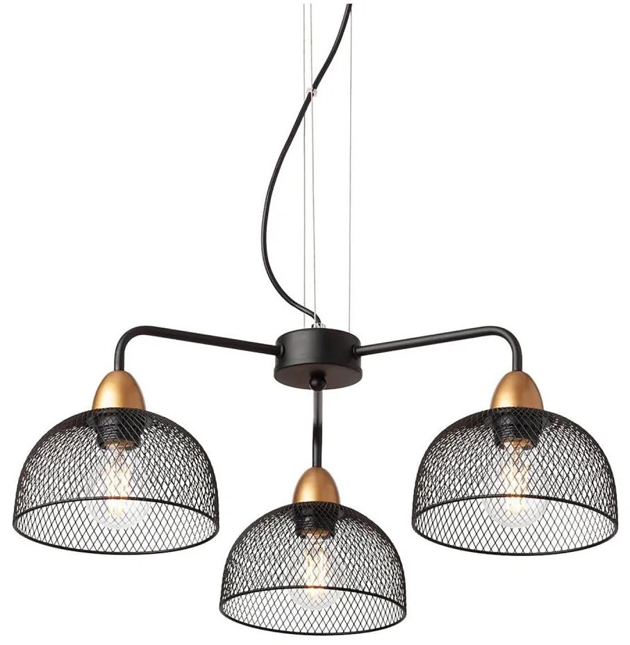 Redo 01-1573 - Lampadario a sospensione con cavo TAMIS 3xE27/42W/230V Ø 59 cm, nero